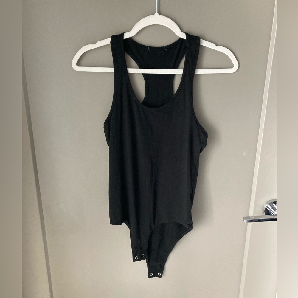Black Racerback Bodysuit Tank Top - Women